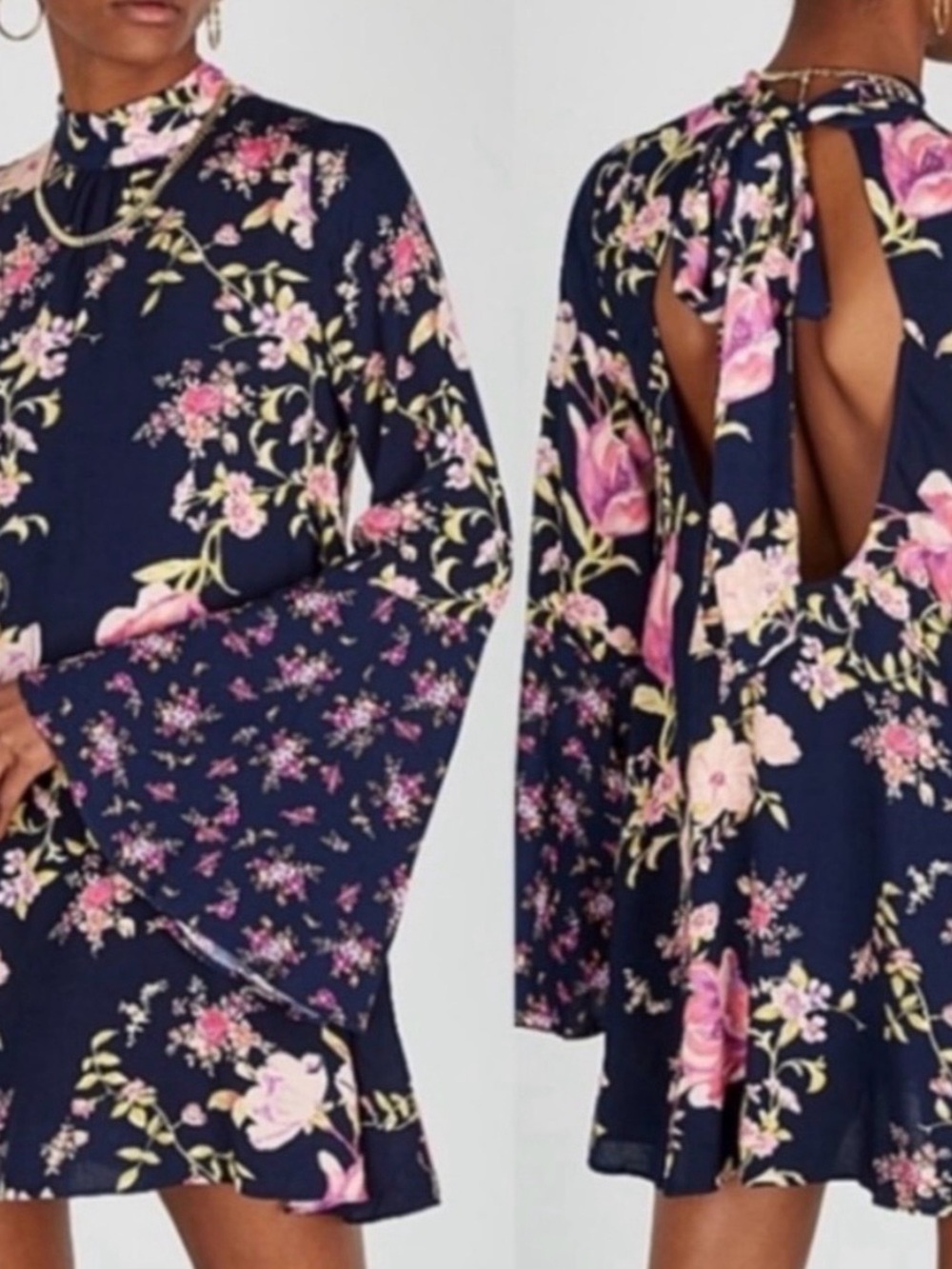 Free People Tate Tunic Bell Sleeve tunic/Dress in Midnight Navy - Picture 3 of 5